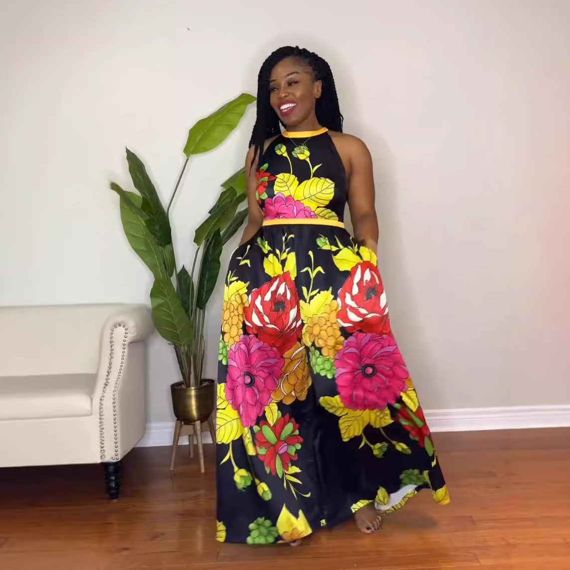 Women Printed Sleeveless Wide Leg Jumpsuit 3