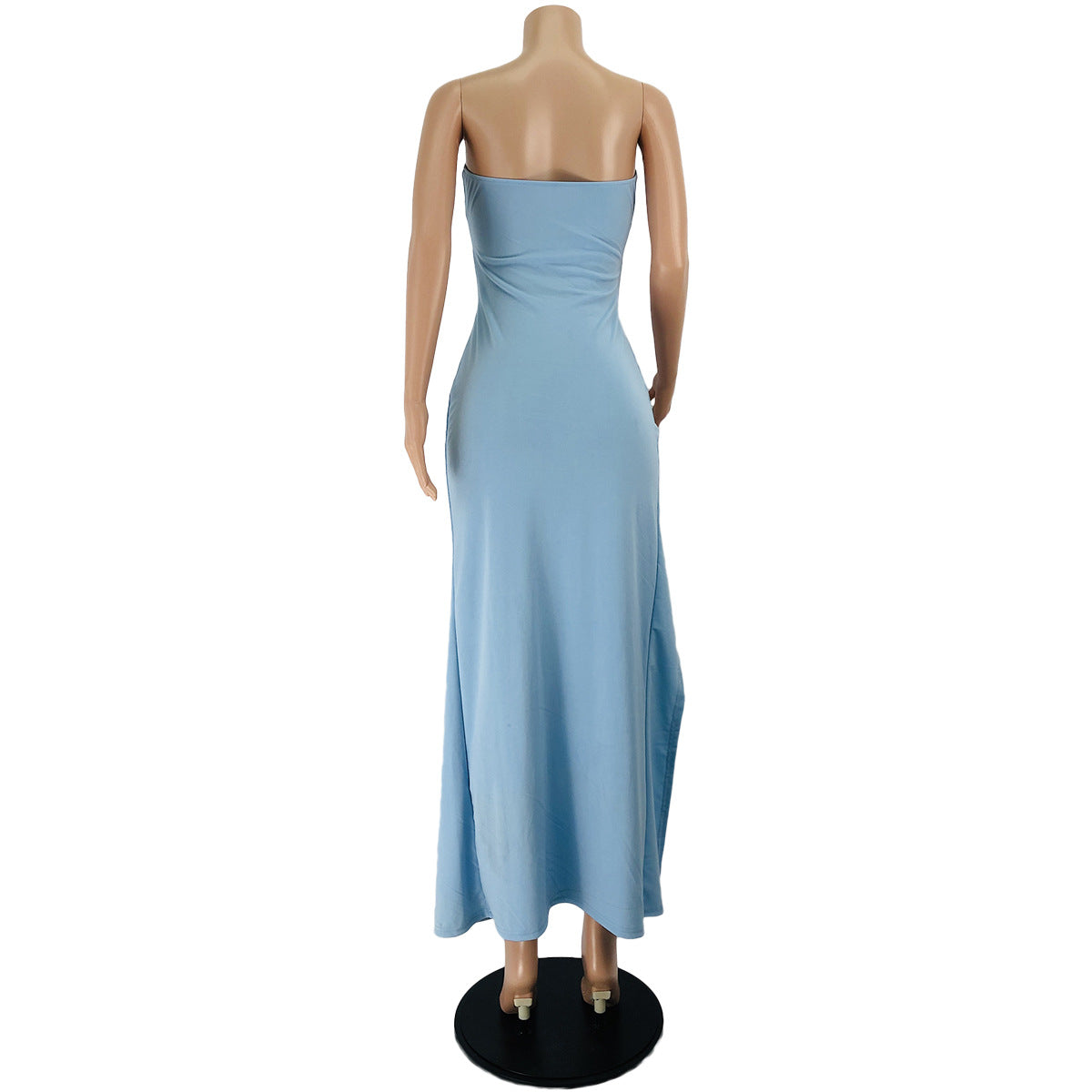 Spring/Summer Strapless Buckle Hollow Split Sexy Long Dress 5