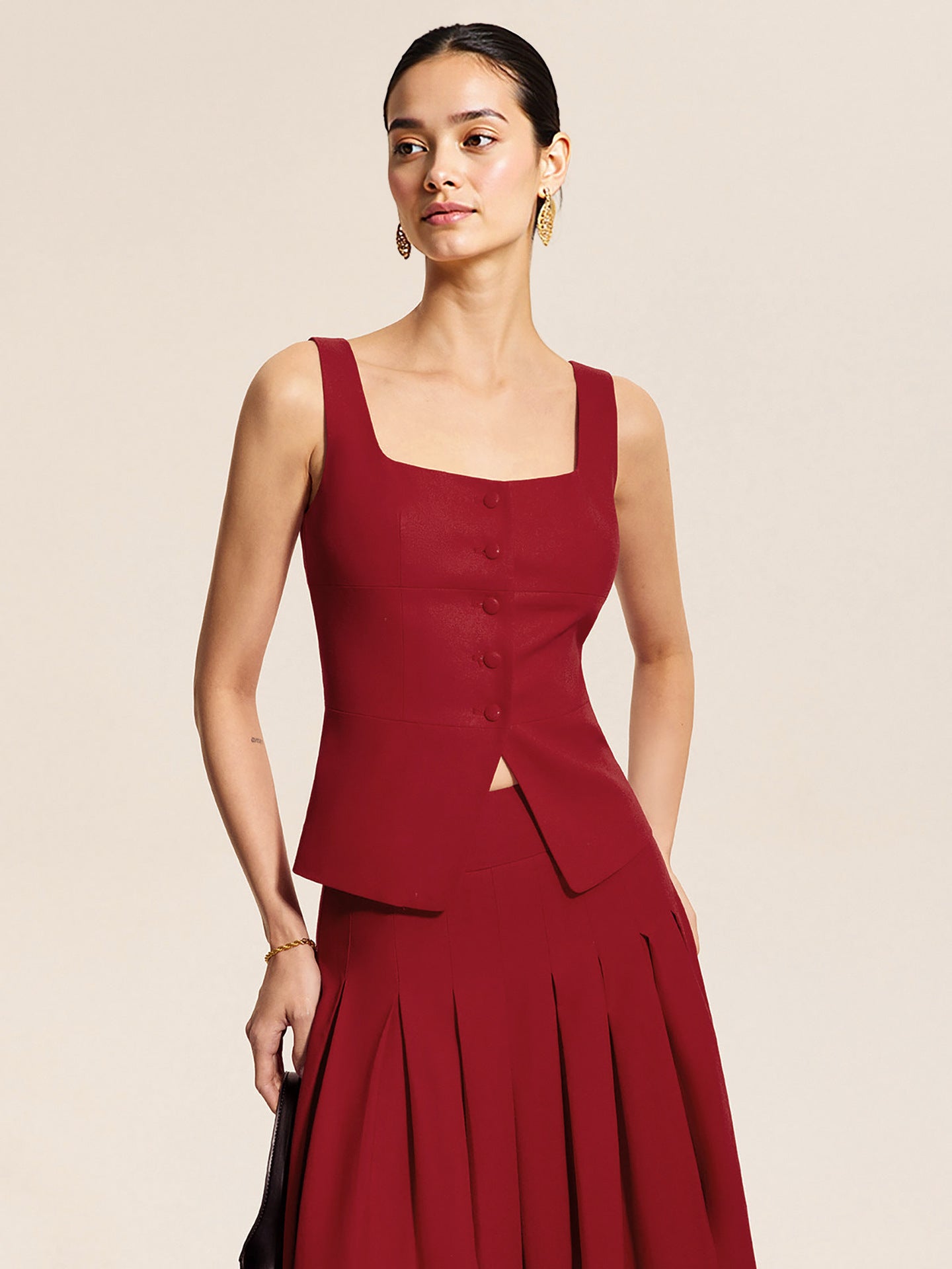 Women summer sleeveless Tank Top and slit Skirt two-piece set 8