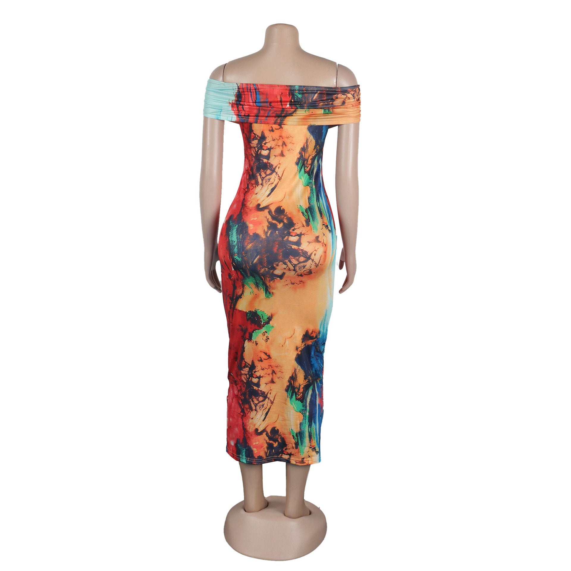 Sexy Off Shoulder Printed Bodycon Dress 24