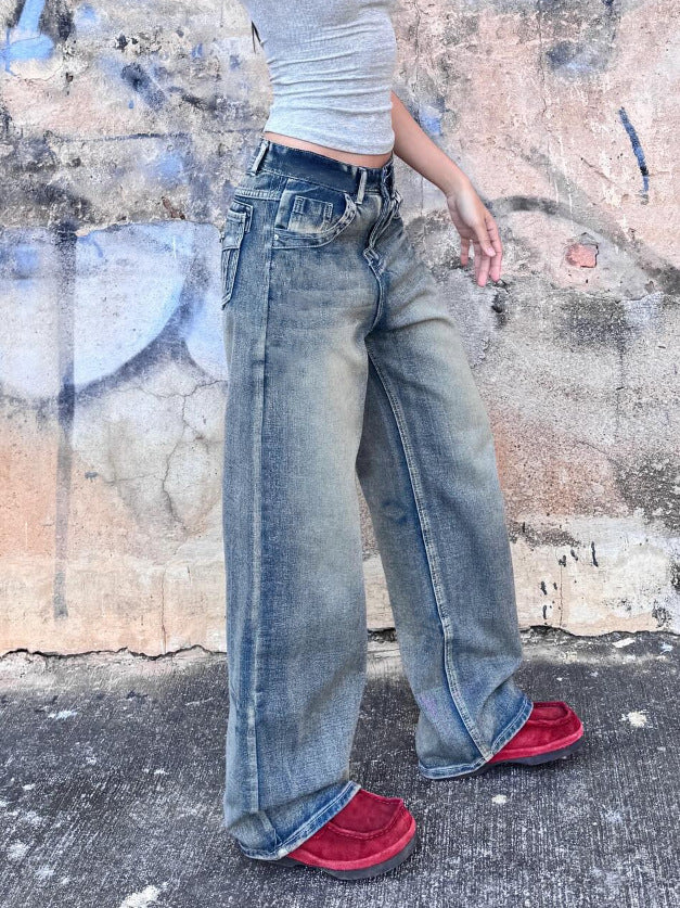 Women No Stretchy Denim Wide Leg Pants 3