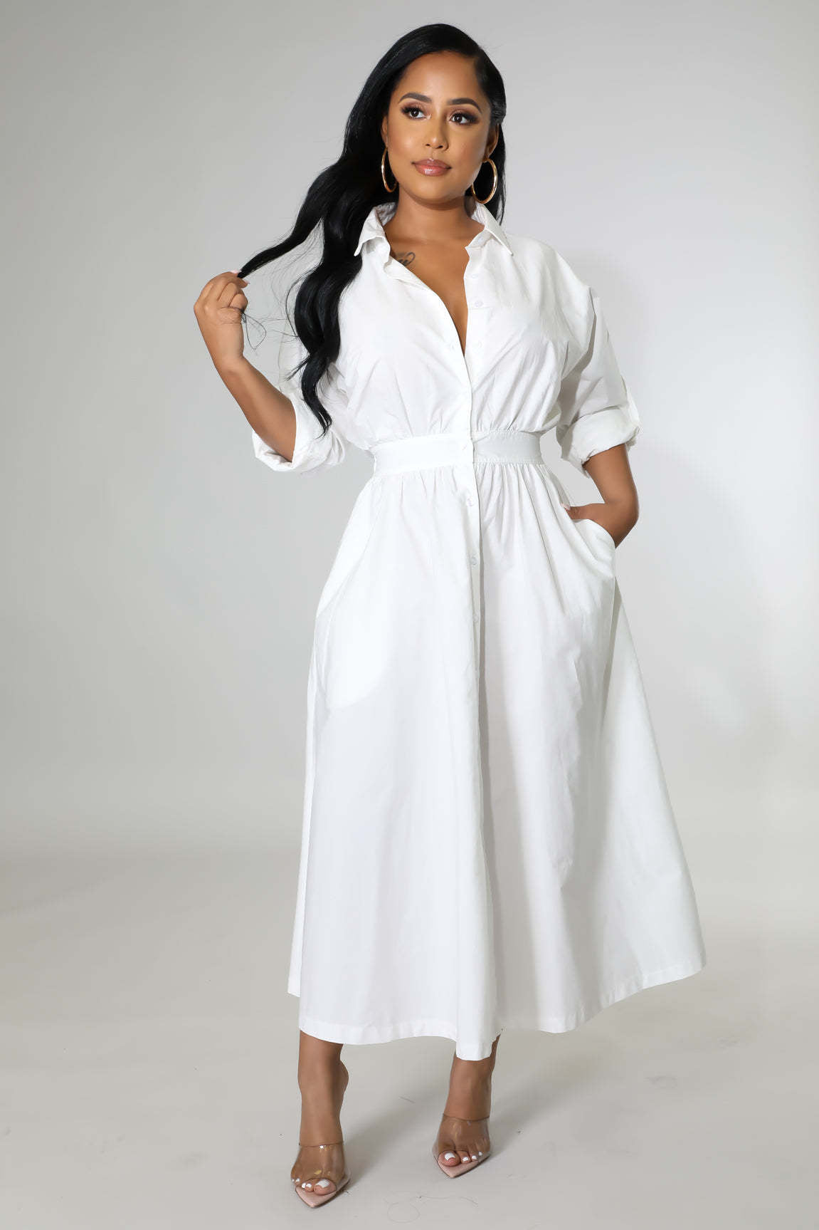 Women'S Dress Fashion Shirt Dress Tunic Loose Long Sleeve Long Dress 4