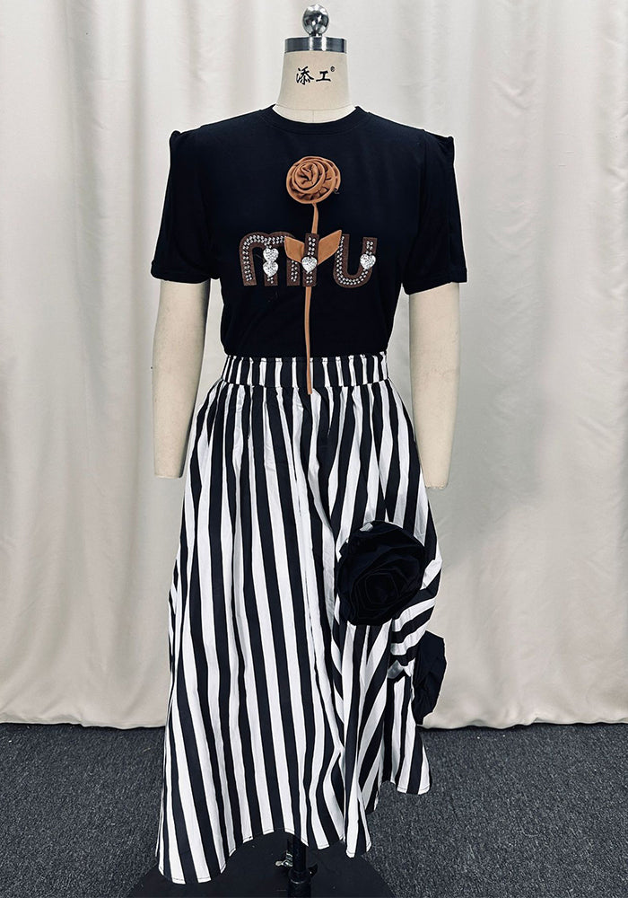 Women African Flower Rose Skirt