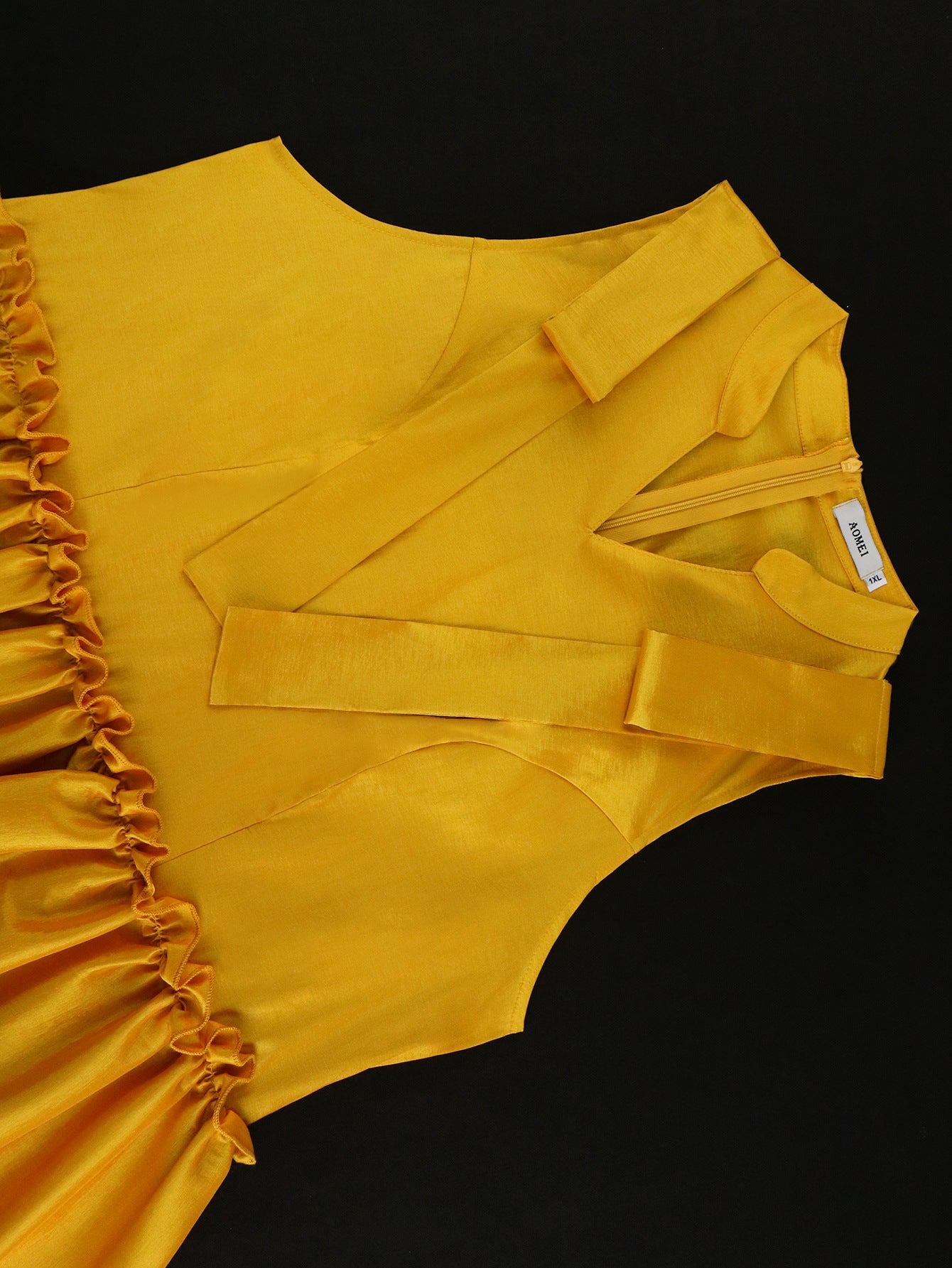 Women Spring Half Open Collar Sleeveless Pleated Dress 9