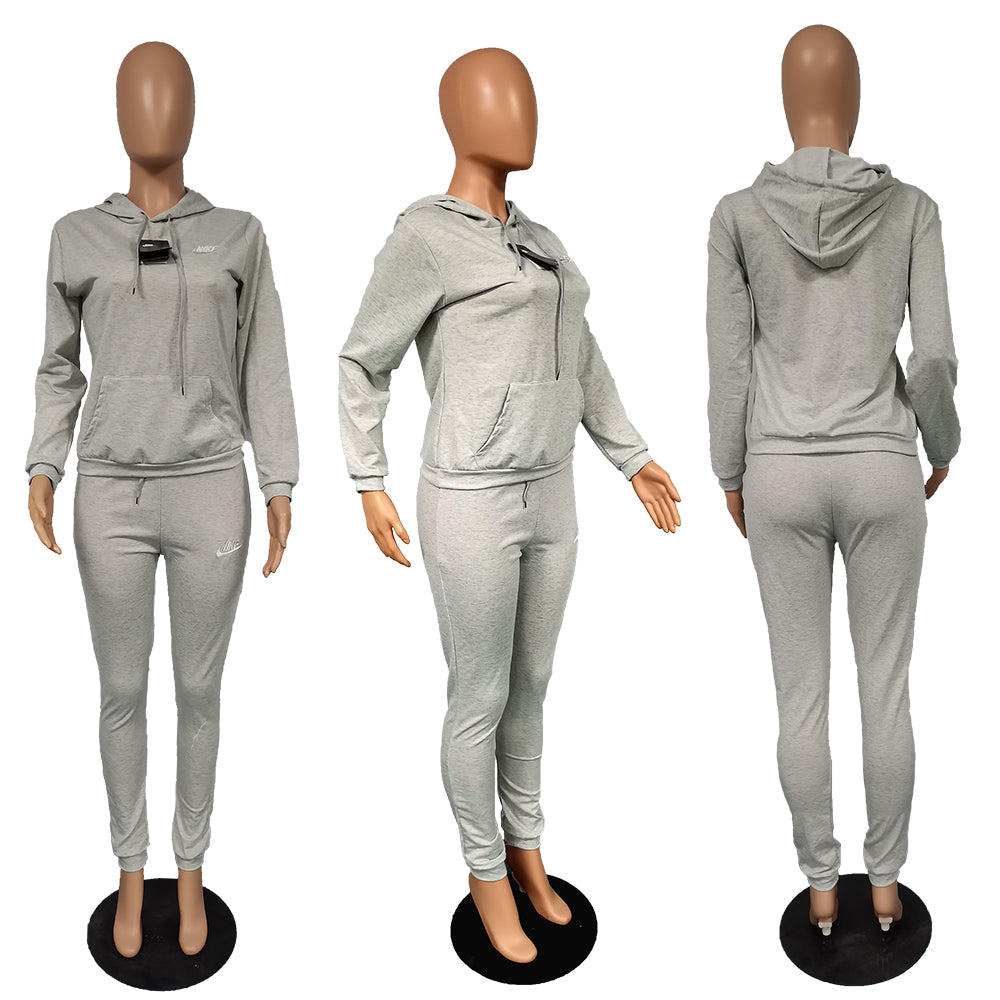 Women's Fashion Casual Embroidered Hooded Two-Piece Pants Set 23