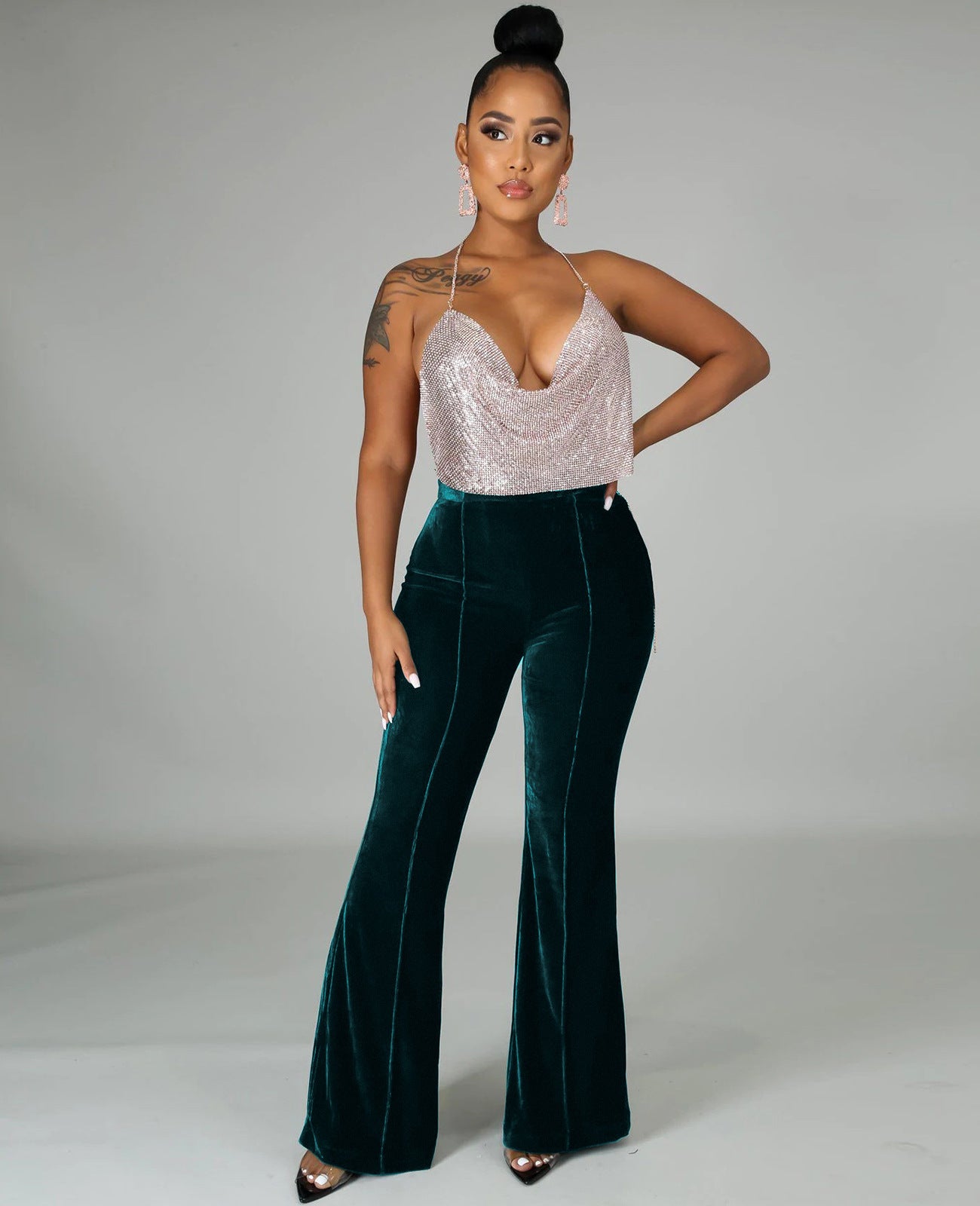 Women's Fall/Winter Bell Bottom Mid Waist Casual Pants