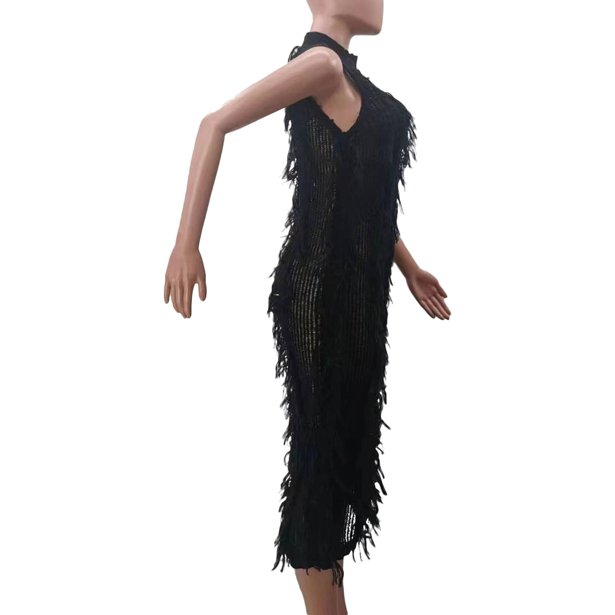 Ladies Fashion Spring Summer Knitting Fringe Dress 10