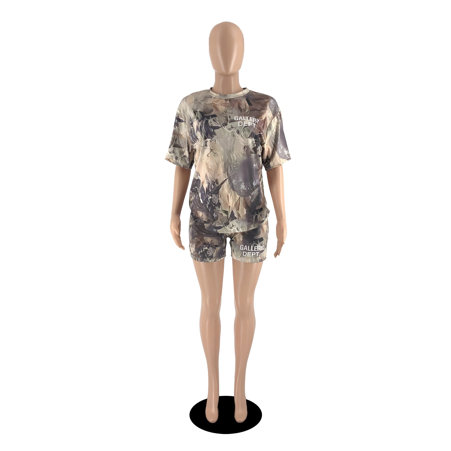 Women's Summer Fashion Letter Camouflage Print Two Piece Suit Women 17