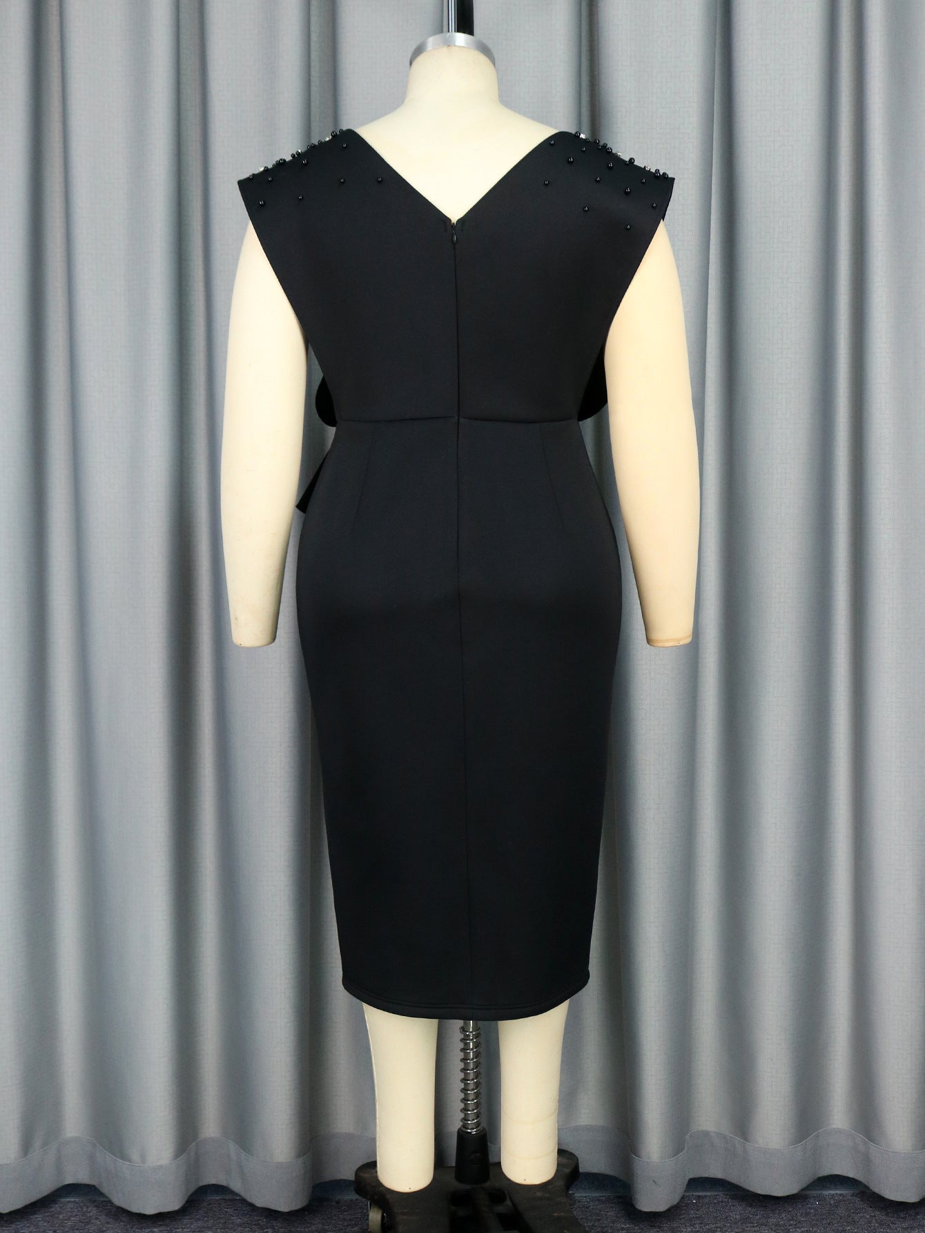 Women v-neck sleeveless beaded Formal Party Dress 4