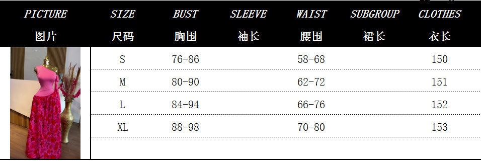 Women's Autumn Sleeveless Slash Shoulder Slim Fit Print Pleated Chic Long Dress 10