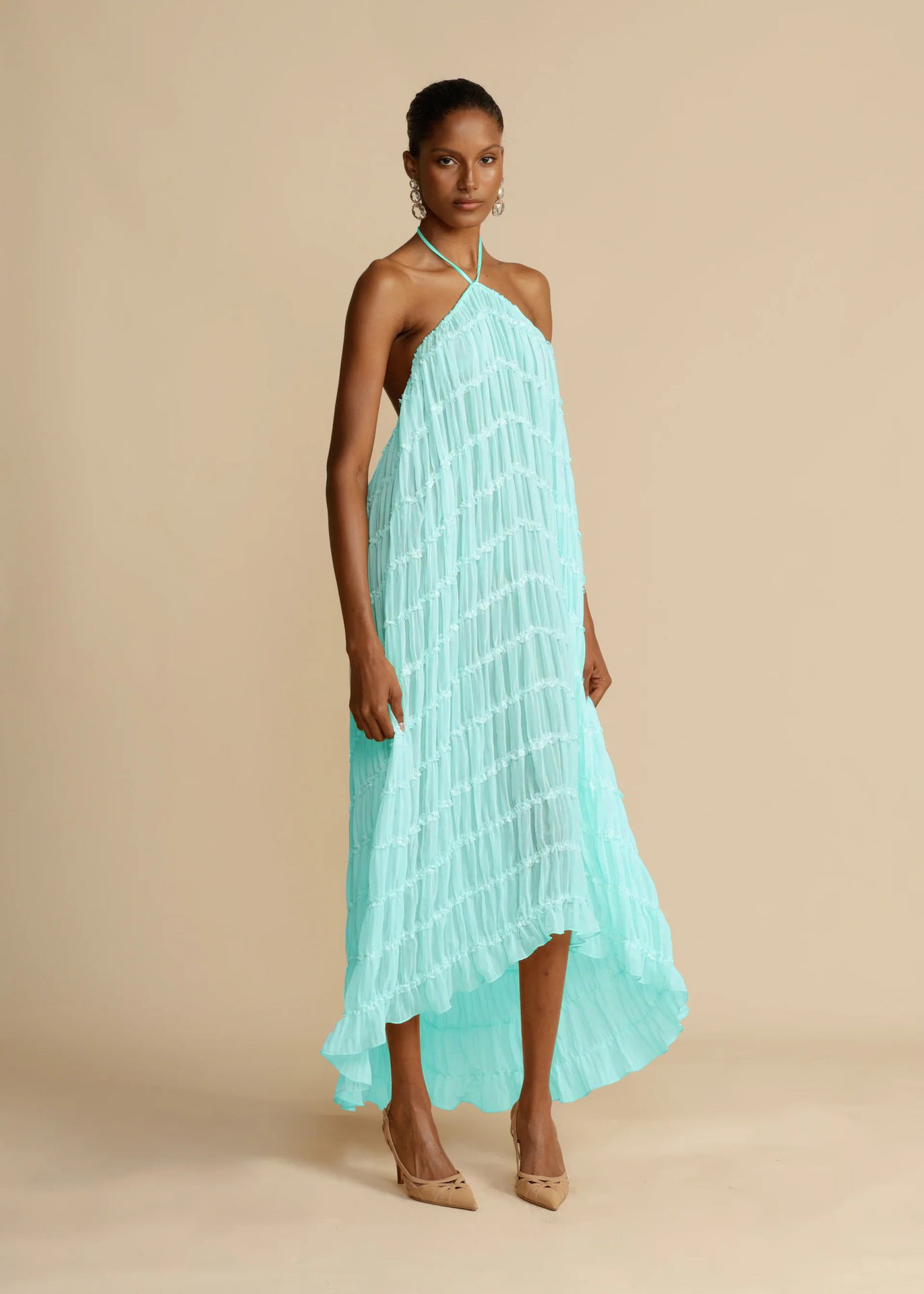 Women Spring Summer Casual Halter Neck Top and Long Skirt two-piece set 45