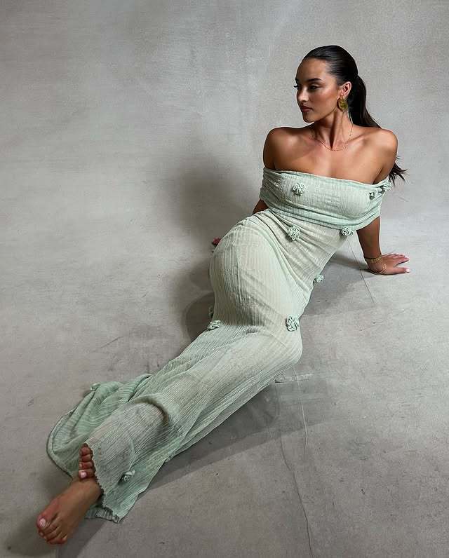 Women Holidays Strapless Flower Off Shoulder Dress 4