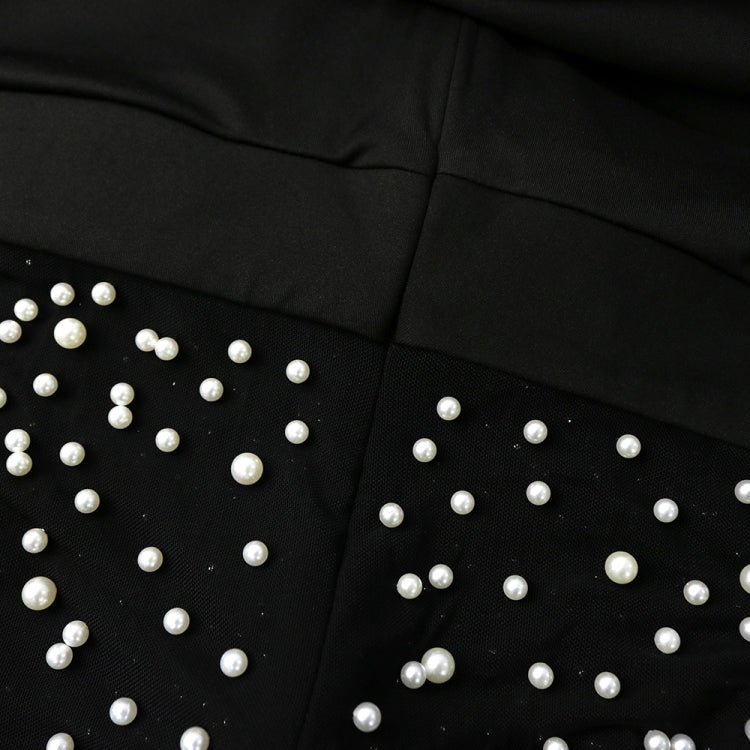 Autumn Formal Black Beaded Short Sleeves Slit Evening Dress 9