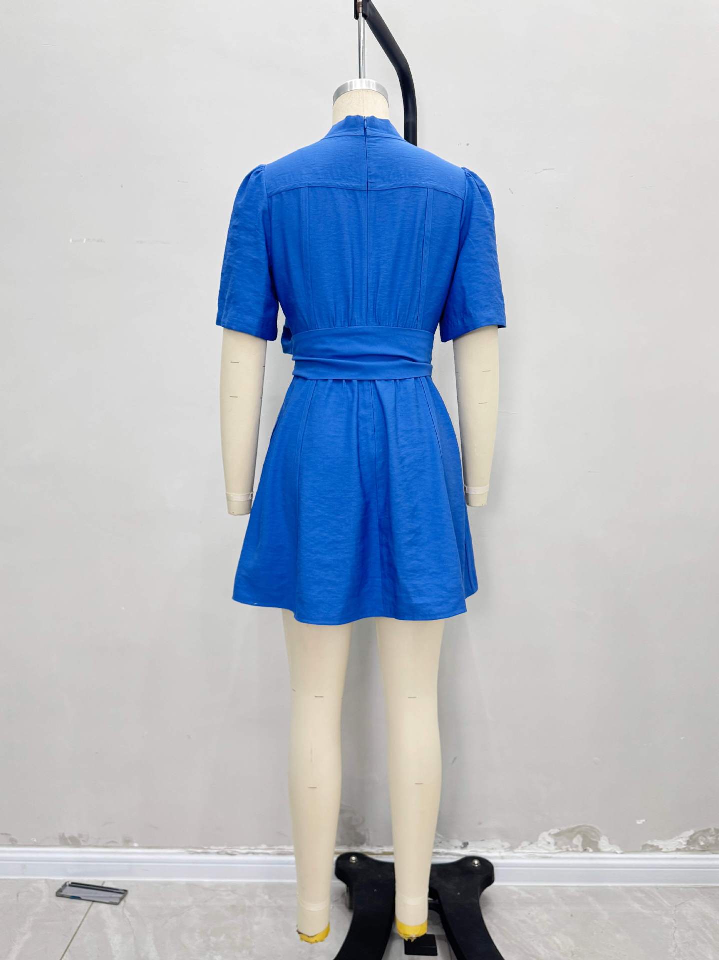 Blue V-Neck A-Line Mini Dress 6