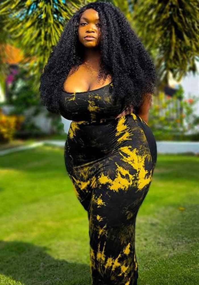 Plus Size Women Spring Round Neck Printed Maxi Dress