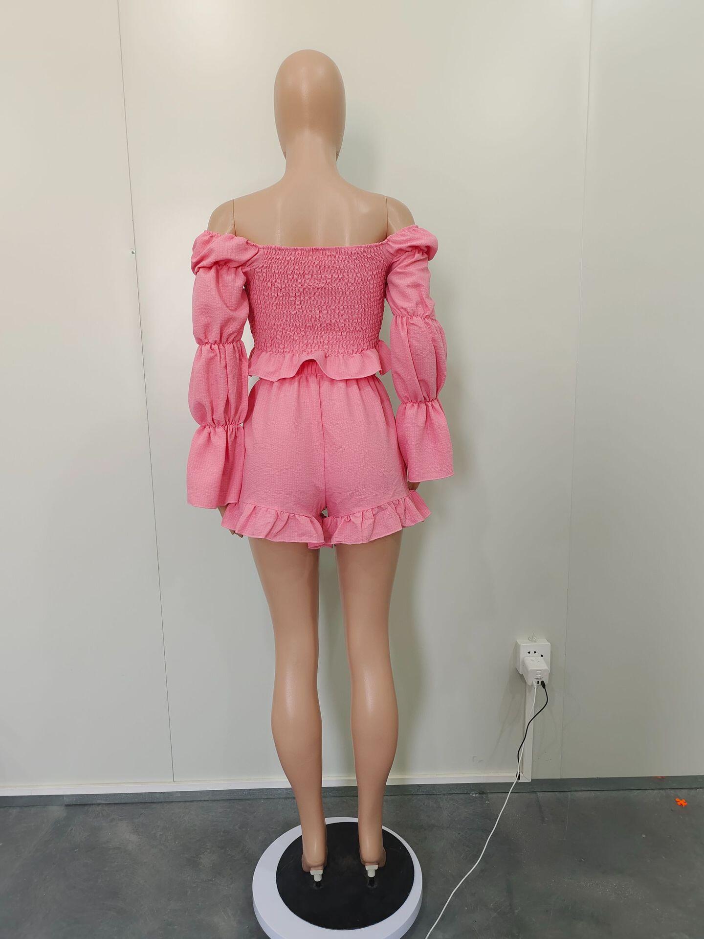 Sexy women's blouse with piled sleeves and pleated suit 16