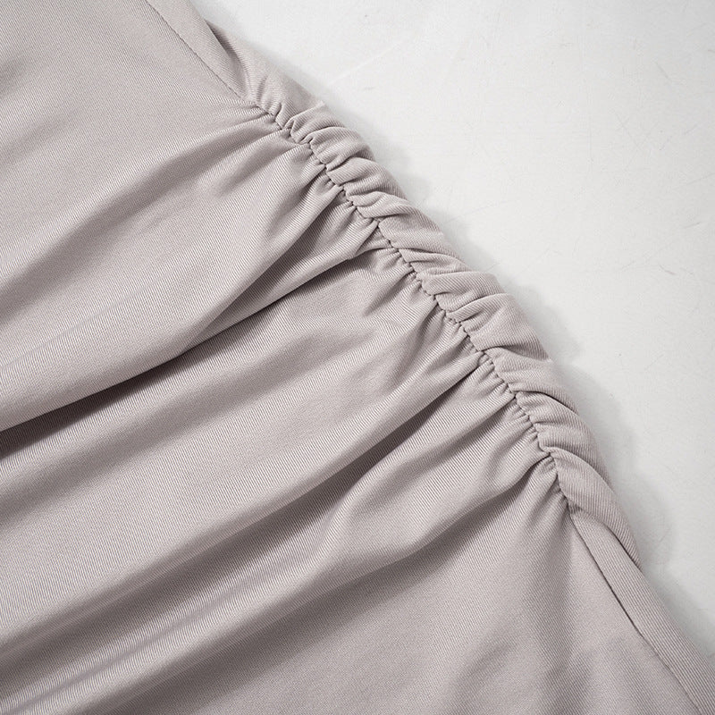 Women Fall Solid Long Sleeve Hooded Gathered Bodycon Dress 12