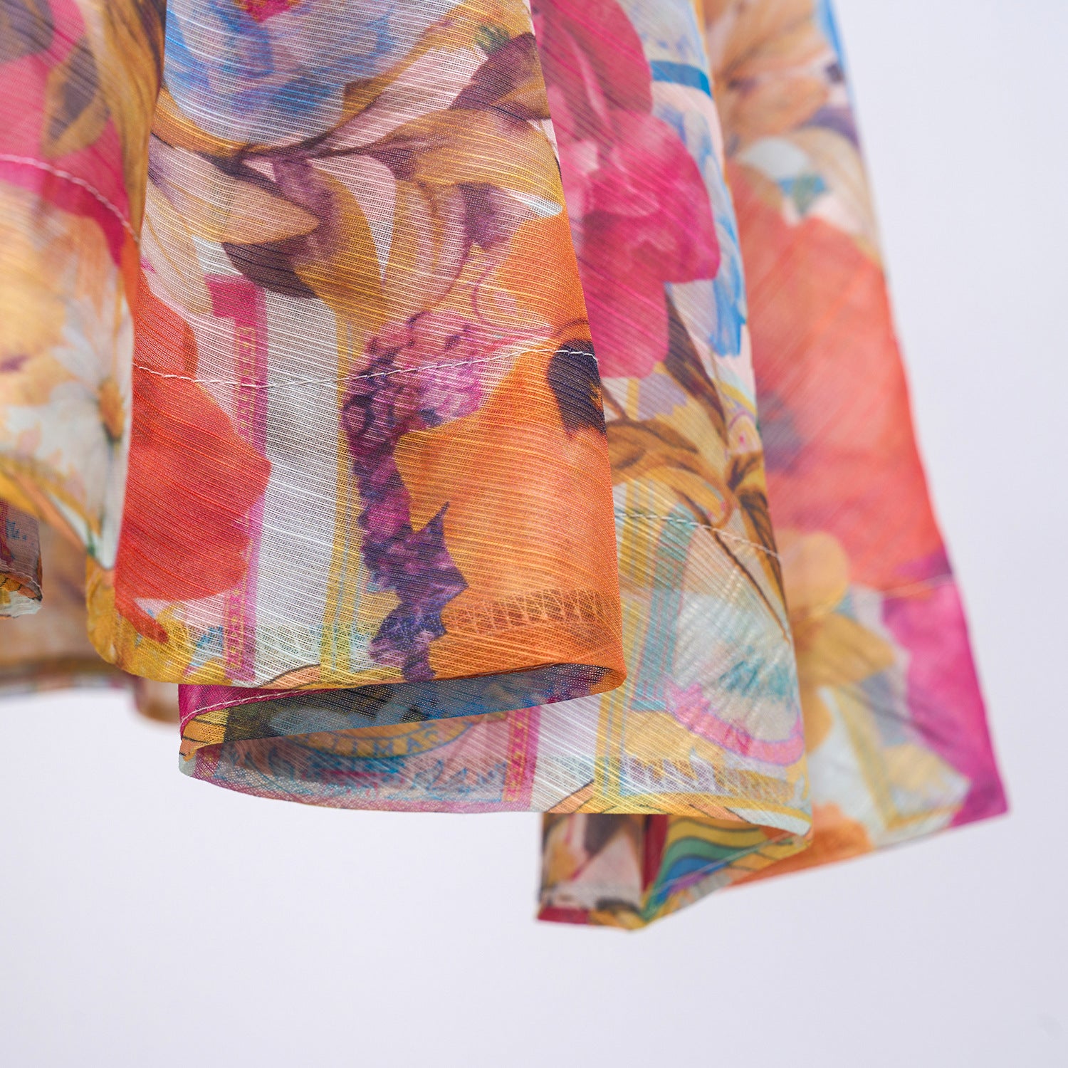 Spring Summer V neck Print Beaded Slim Waist A-line Holidays Dress 14