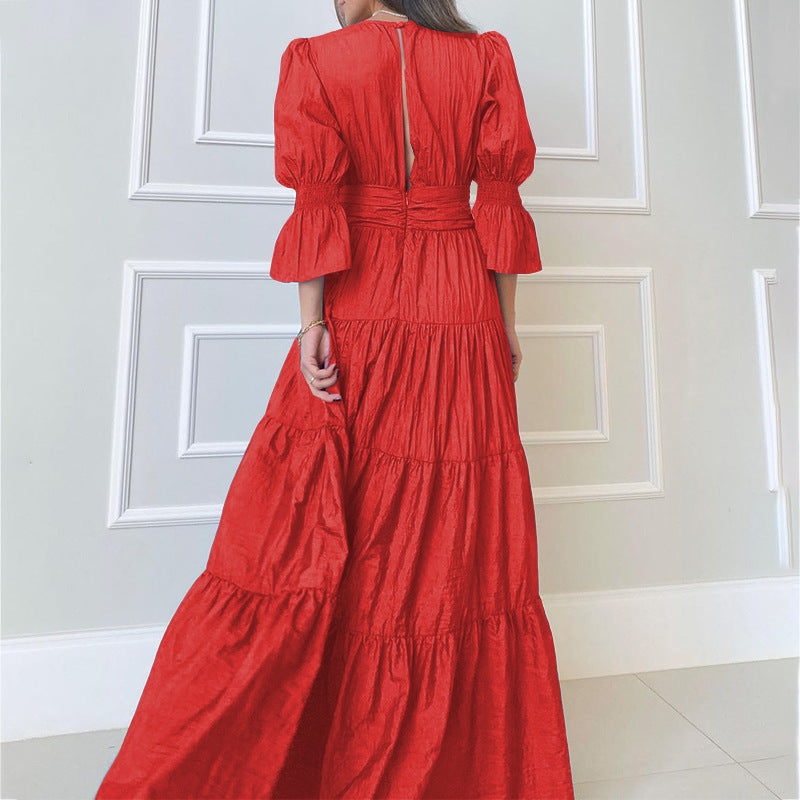 Women V Neck Long Sleeve Maxi Dress 8