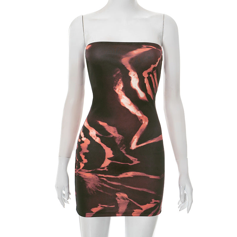 Women's Sexy Print Strapless Tight Fitting Bodycon Short Dress 6