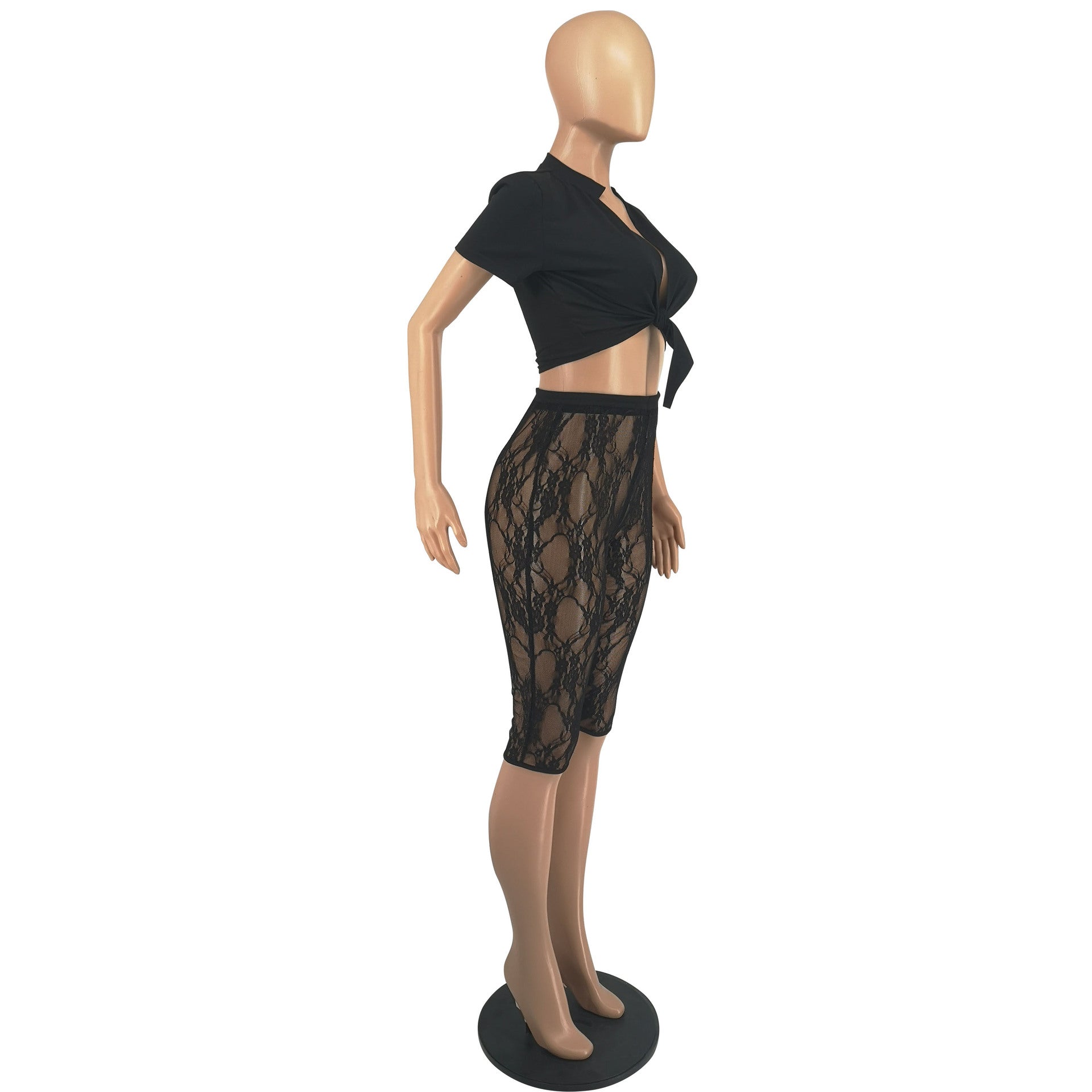 Summer Women Sexy Mesh Top and Shorts Two-piece Set 13