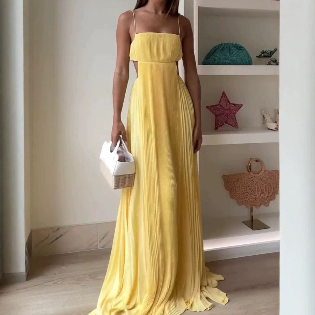 Summer Strap Open Waist Slim Fit Maxi Dress 5