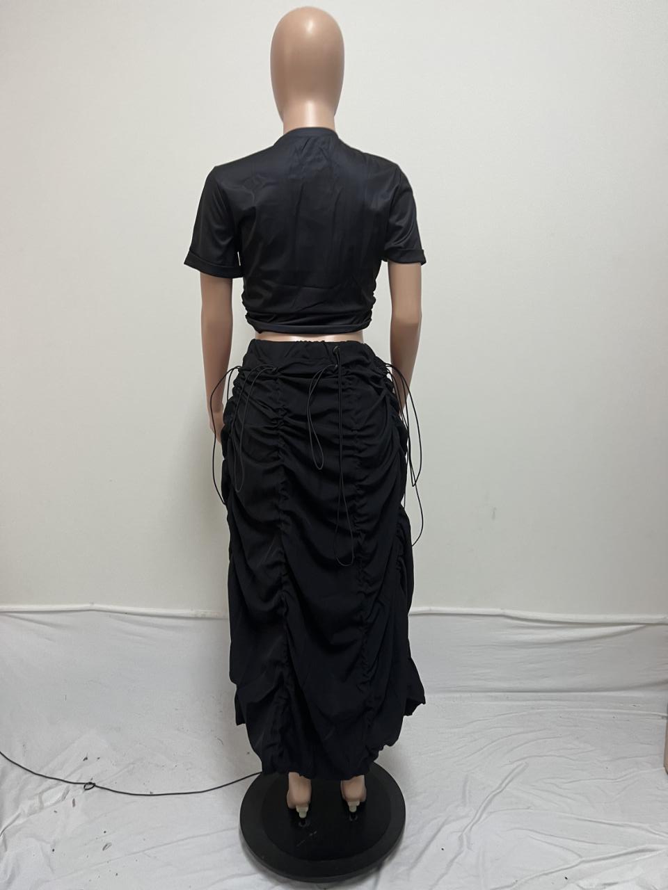 Drawstring Skirt Print T-Shirt Two Piece Set 4