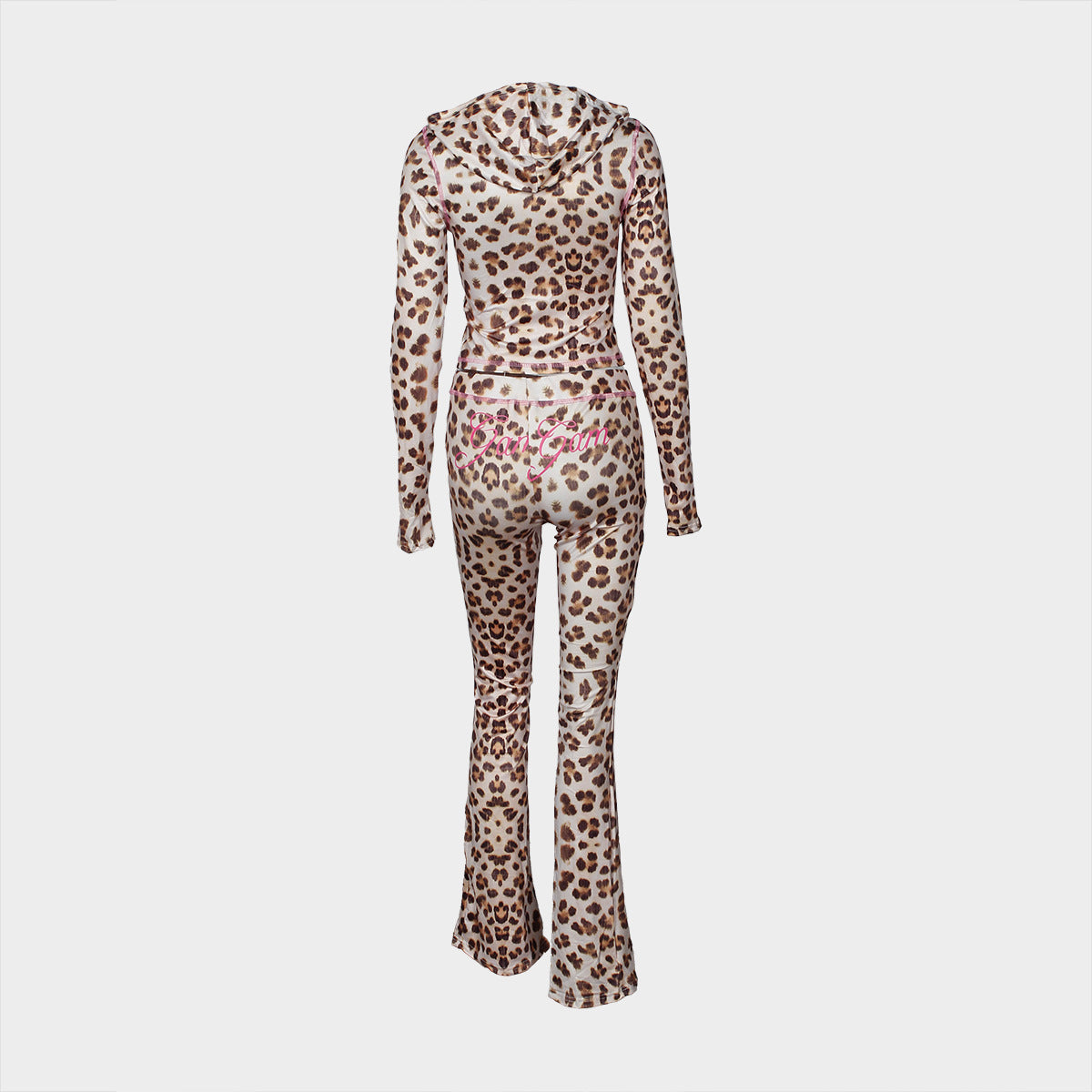 Women's Autumn Leopard Print Hooded Top and Pants Set 15