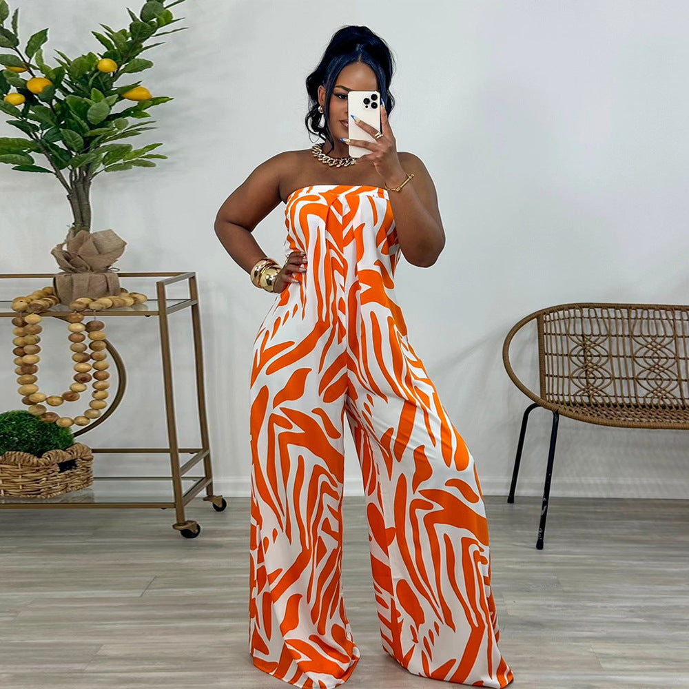 Women's fashion print sleeveless wide-leg jumpsuit 3