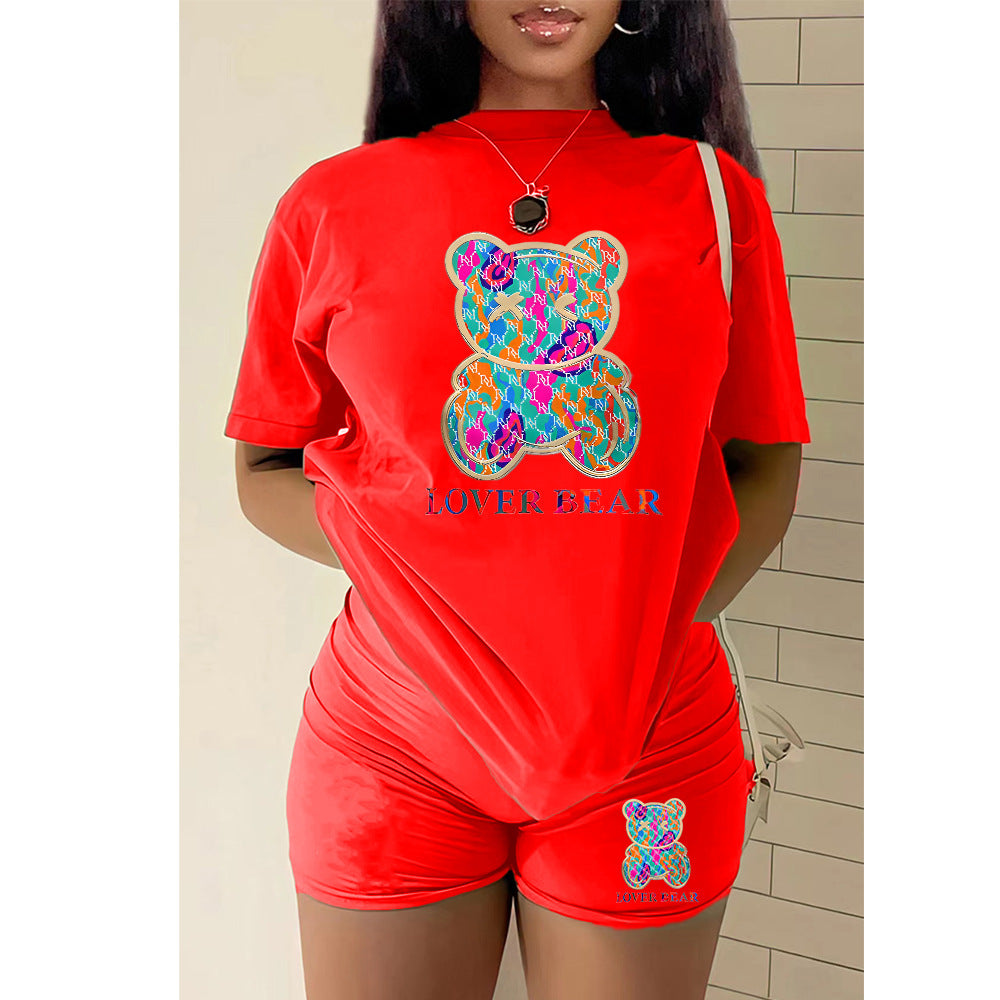 Women's T-shirt shorts sports two pieces Set 16