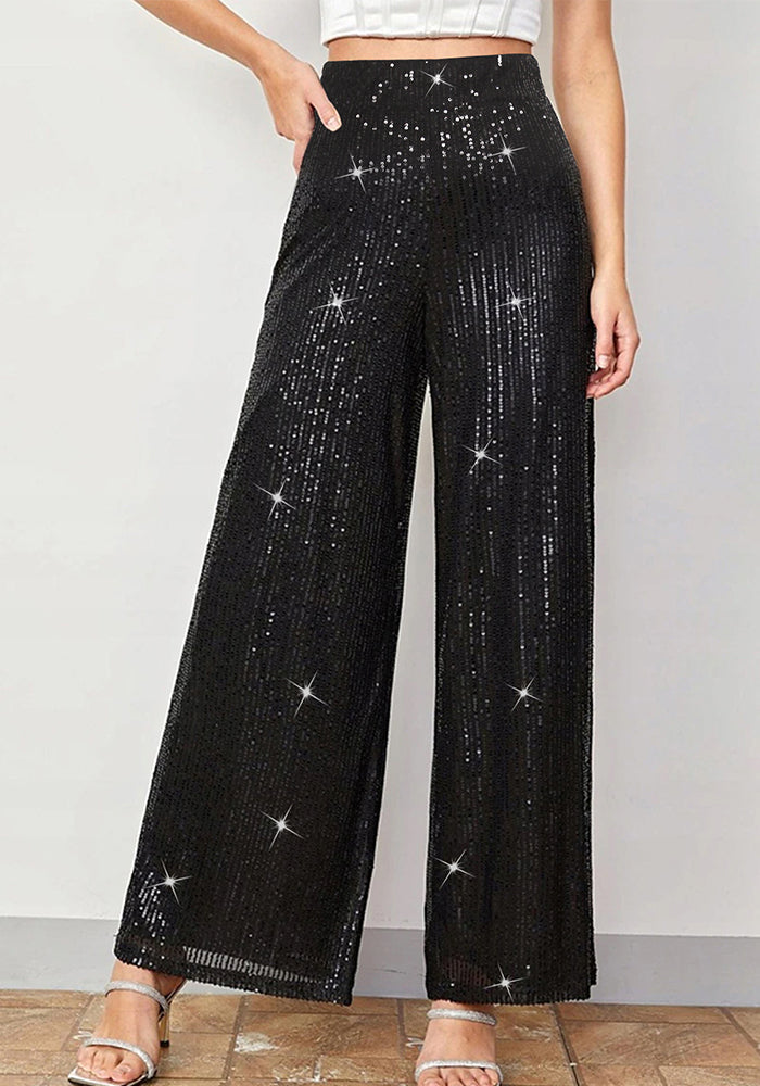 Women Elegant Sequin Party Wide Leg Pants