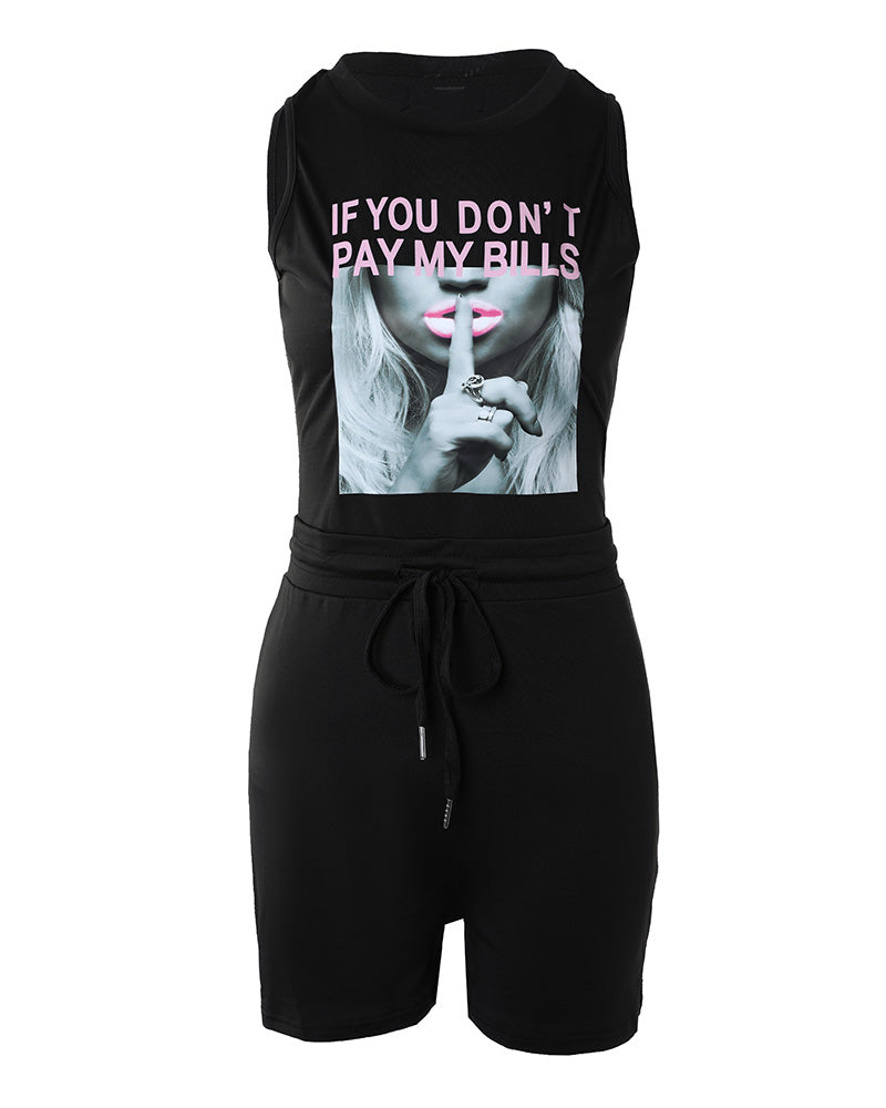 Women'S Sleeveless Print Top + Shorts Two Piece Set 12