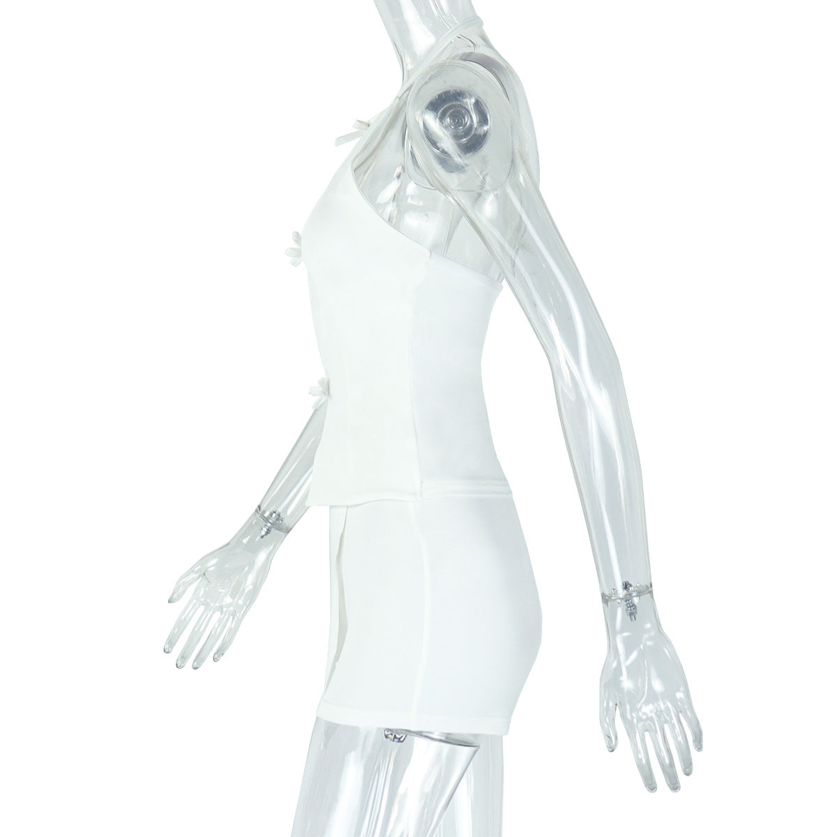 Chic Summer Solid Color Halter Two Piece Skirt Set 9