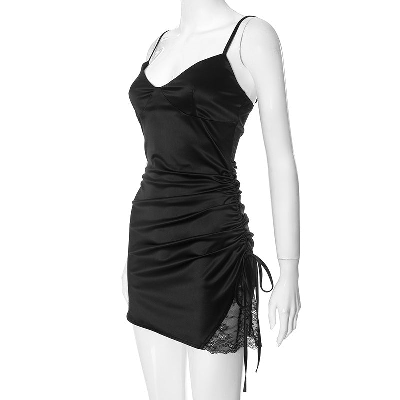 WomenŸ??s Sexy Black Lace Patchwork Straps Dress 9