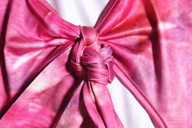 Women's Fashion Printed Sexy Hollow Long Sleeve Split Trendy Dress 14