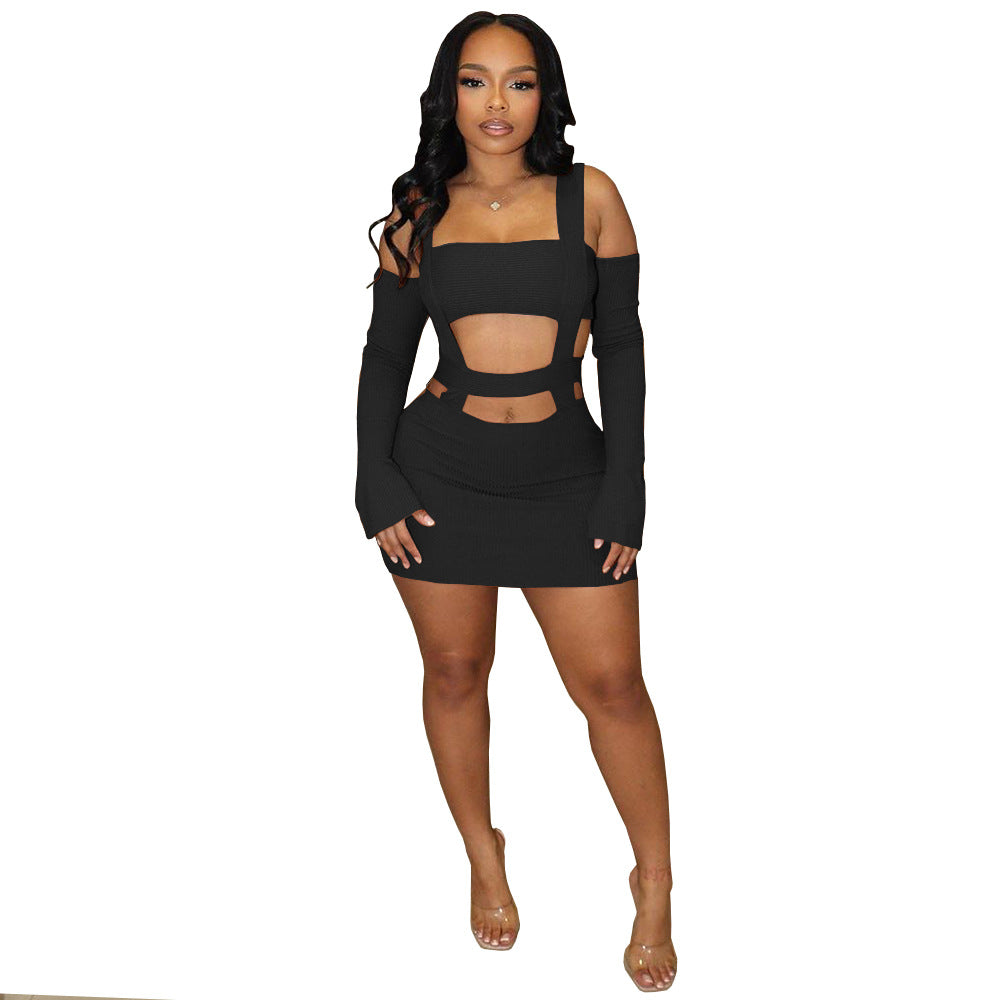 Women Sexy Hollow Suspender Bodycon Dress 9