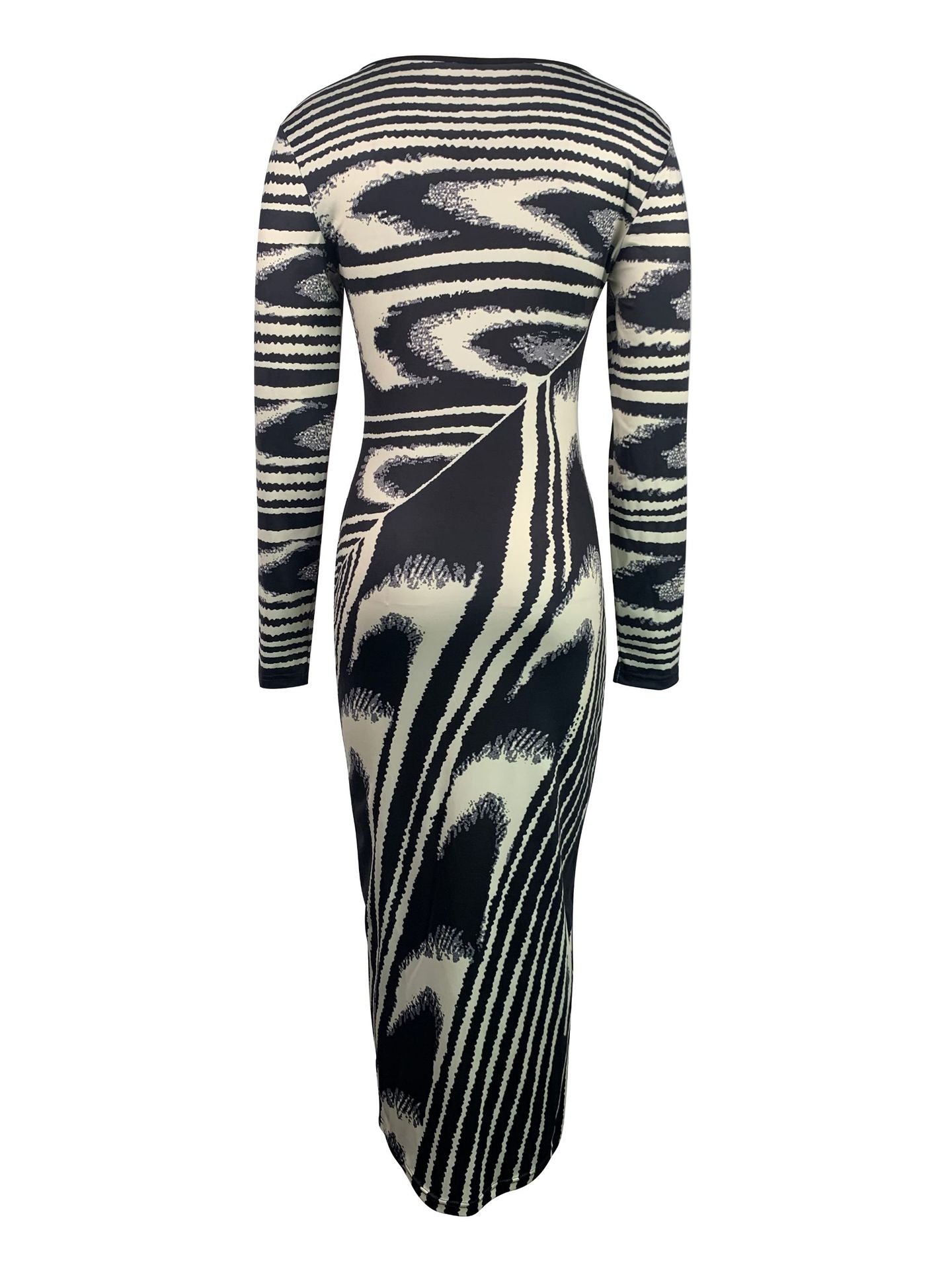 Women Irregular Print Sexy Bodycon Long Sleeve Dress 18