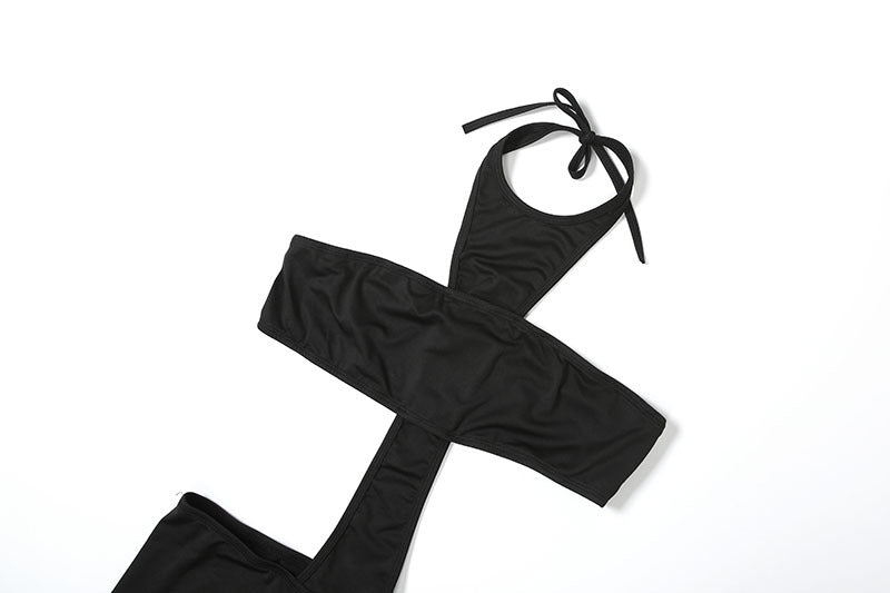 Women Fall Sexy Halter Neck Solid Jumpsuit 11