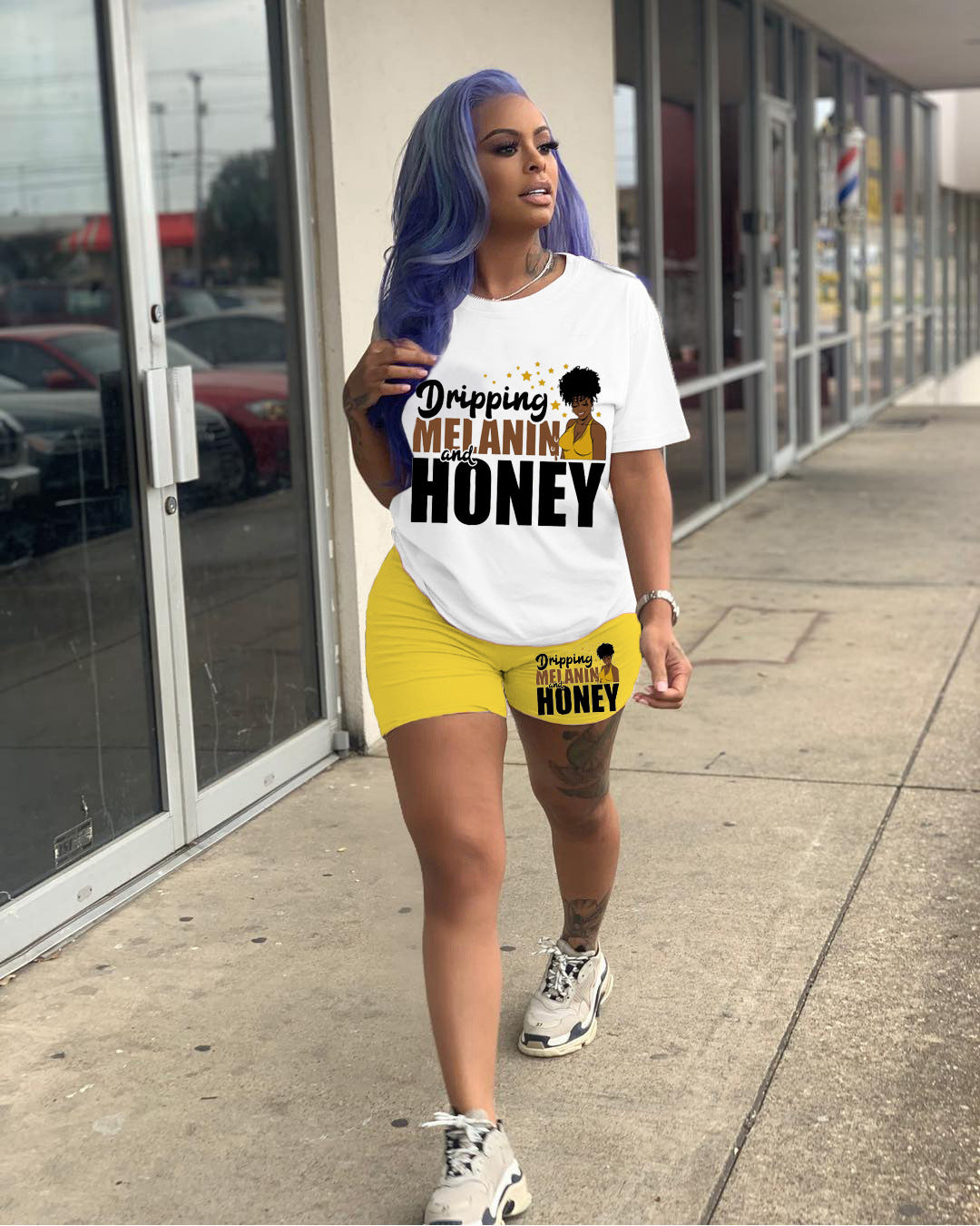 Women Casual Print Top + Shorts Two-Piece Set 9