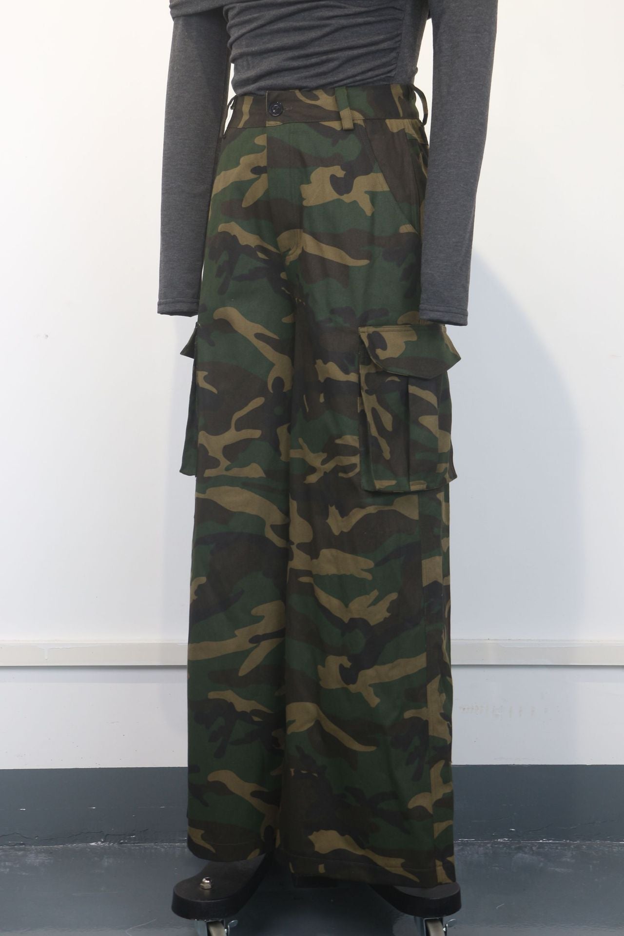 Women Cargo Casual camouflage pocket zipper trousers 7
