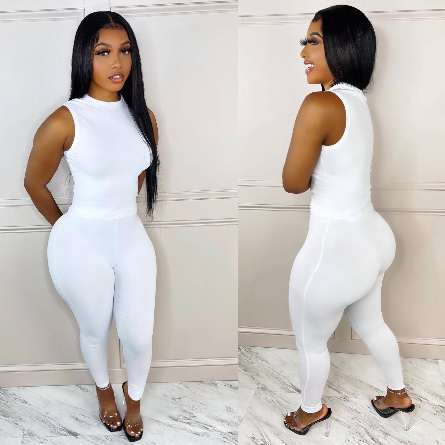 Women's autumn and winter women's solid color multicolor sleeveless two piece pants set 13