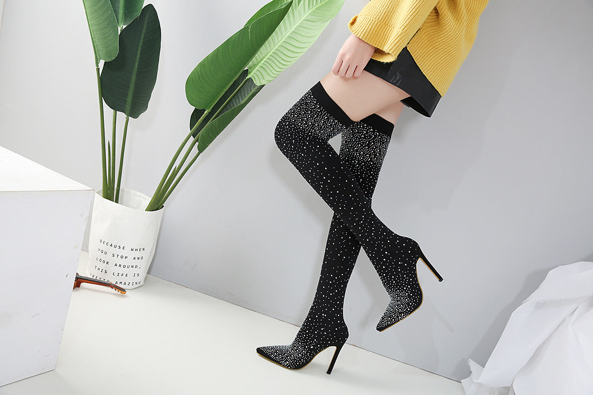 nightclub high-heeled shoes pointed toe high-heeled boots 6