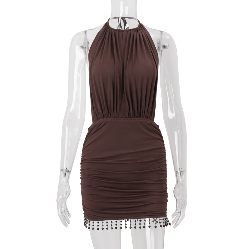 Women Sexy Summer Backless Solid Bodycon Dress 9