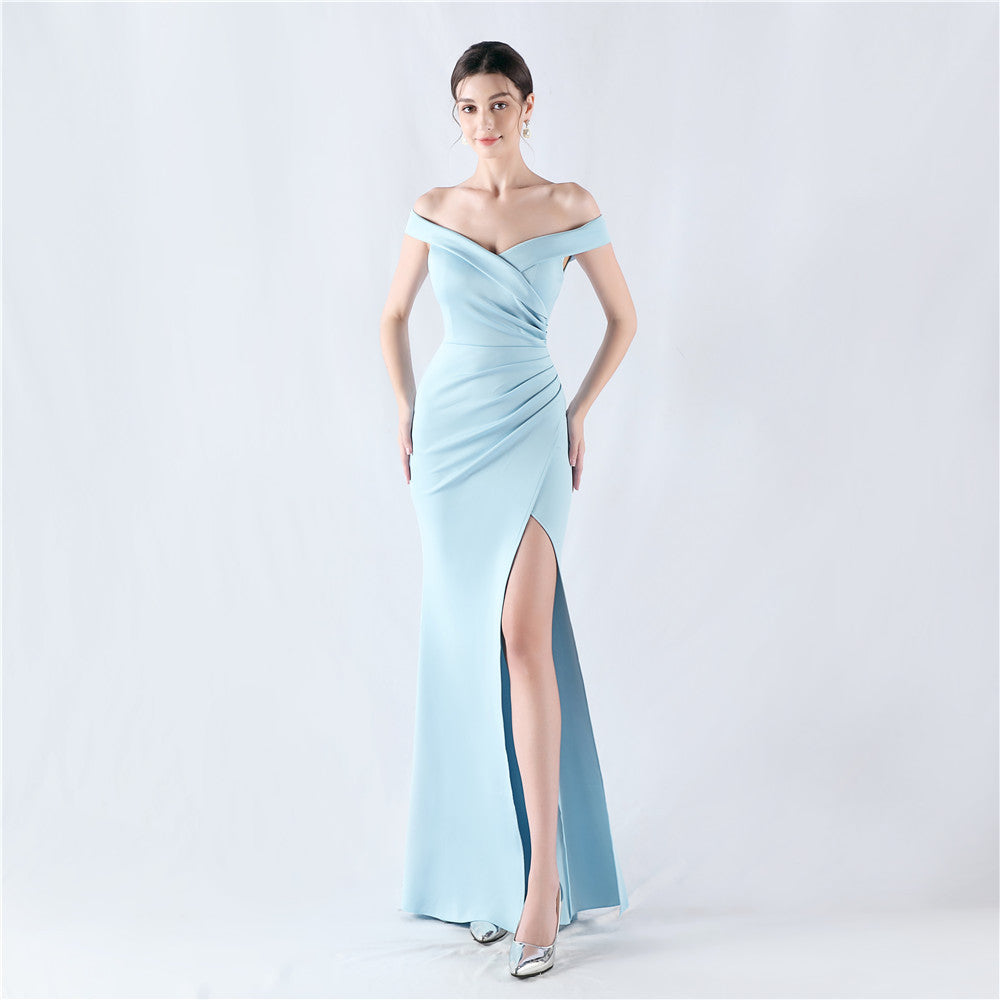 Women Off Shoulder split fishtail evening dress 9
