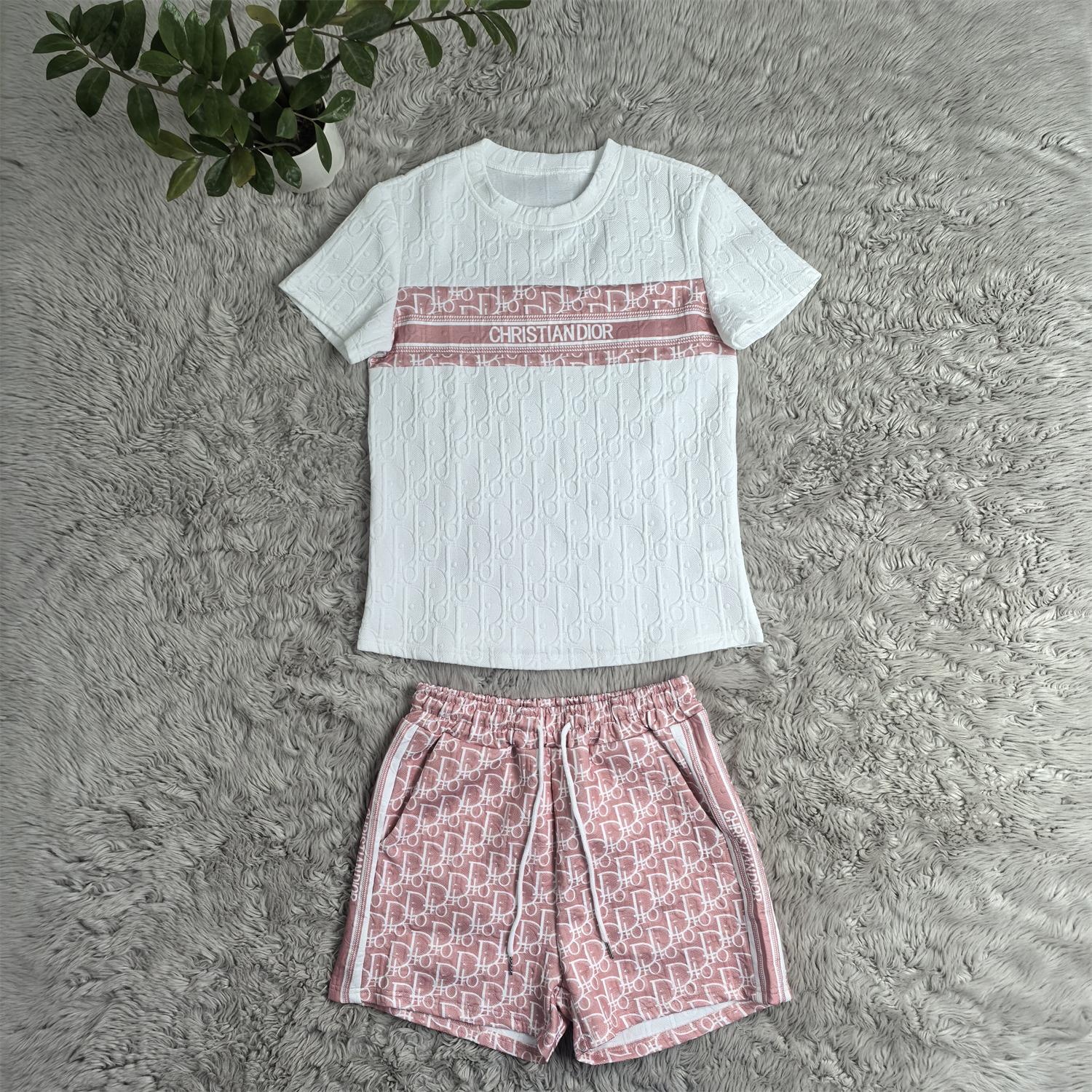 Women Career jacquard short sleeve Top and shorts two-piece set 7