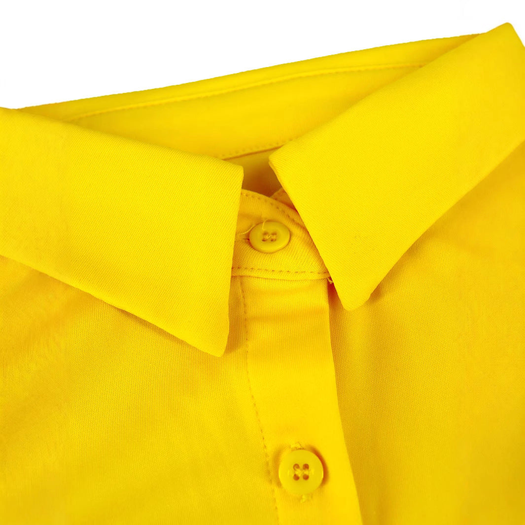 Sexy Cargo Style Women's Slim Waist Short Sleeve Turndown Collar High Waist Drawstring Jumpsuit 4