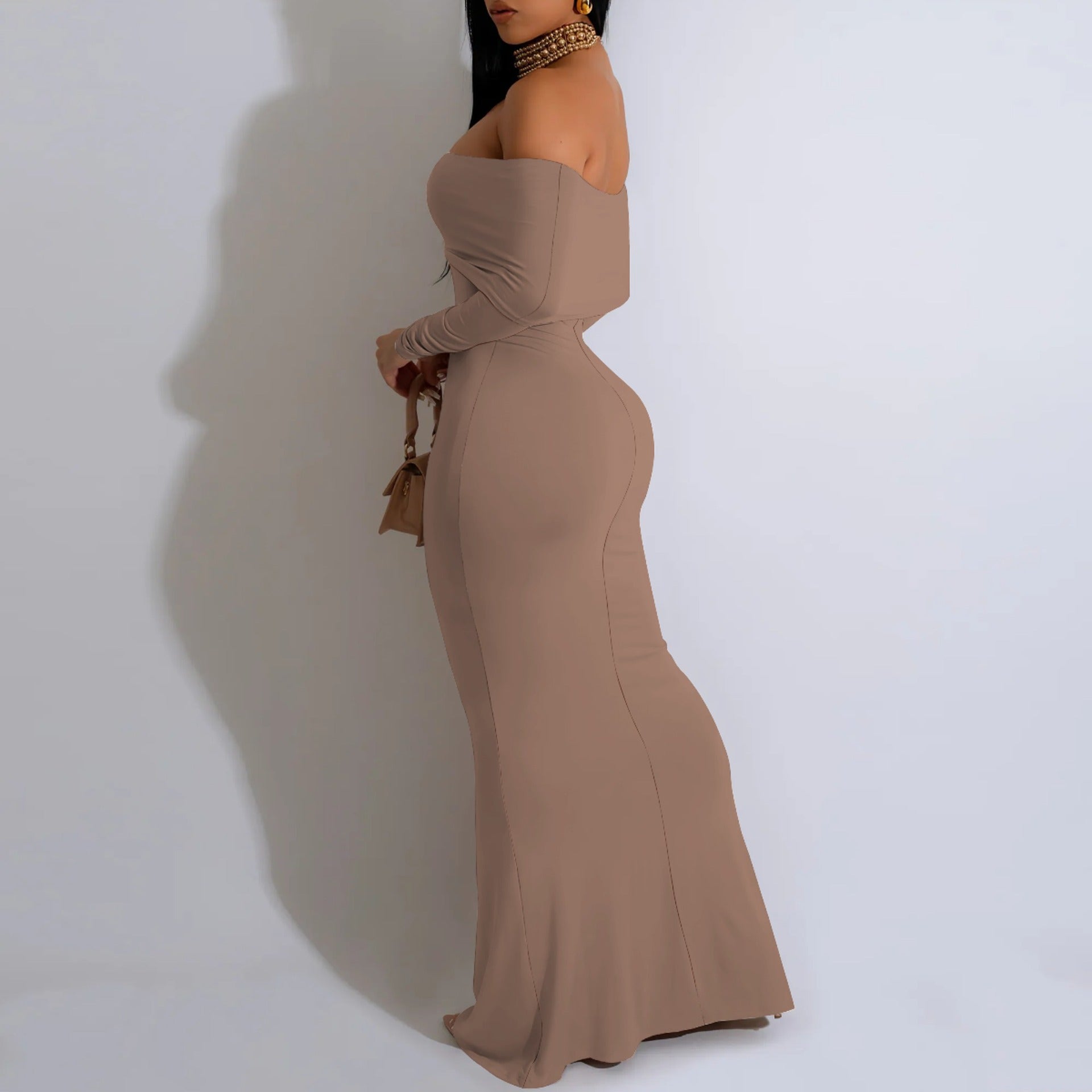 Women's Elegant Off-Shoulder Women's Slim Long Dress