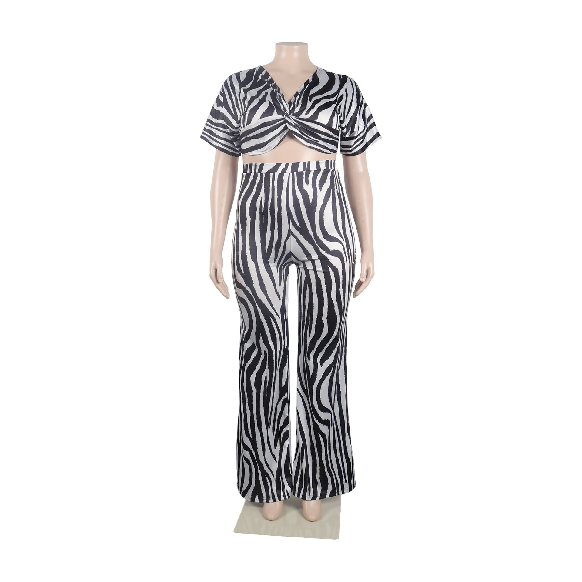 Sexy zebra print bootcut two-piece trouser suit 9