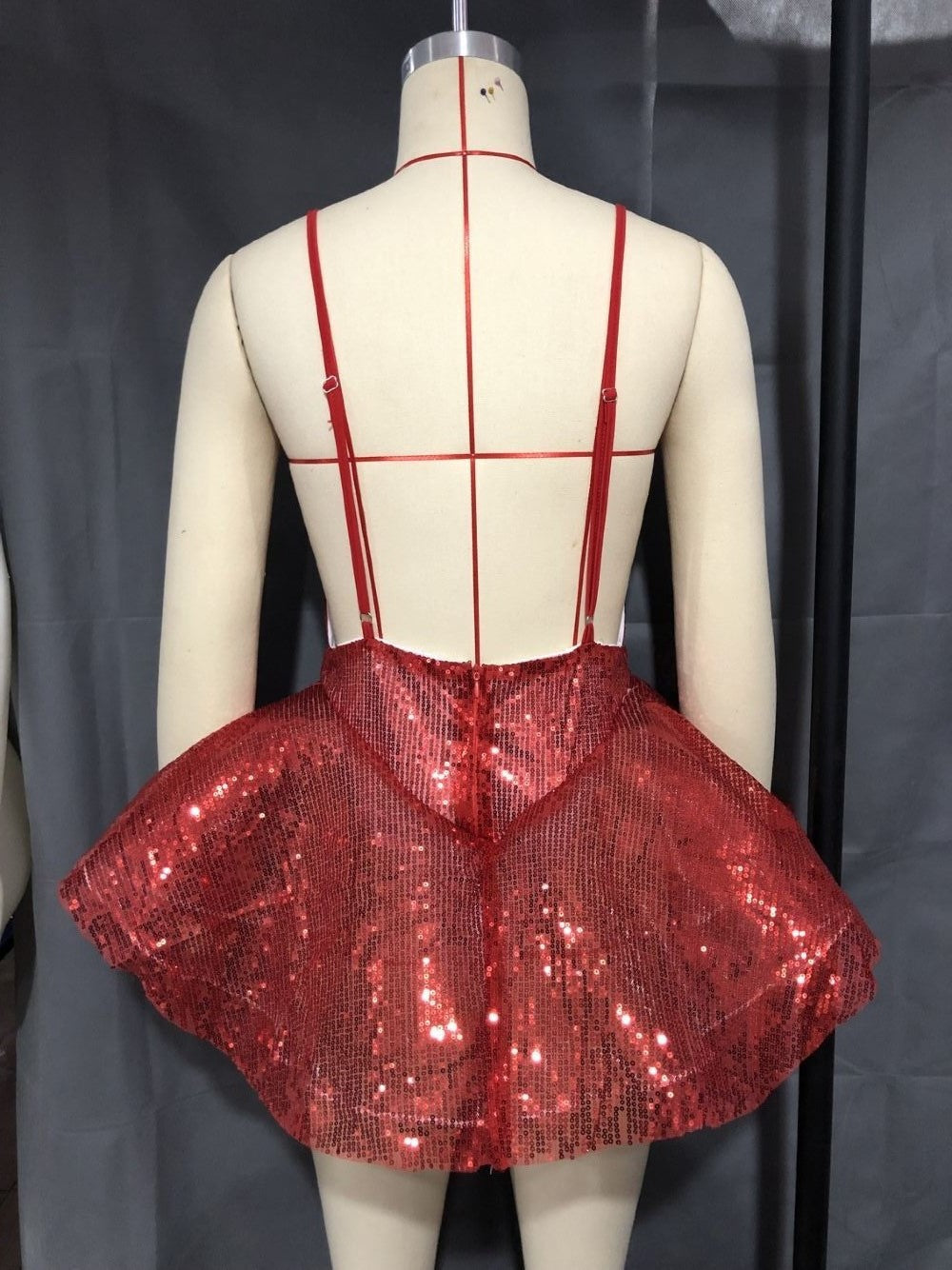 Sexy Sequin Patchwork V-Neck Strap Fashion Club Dress 11