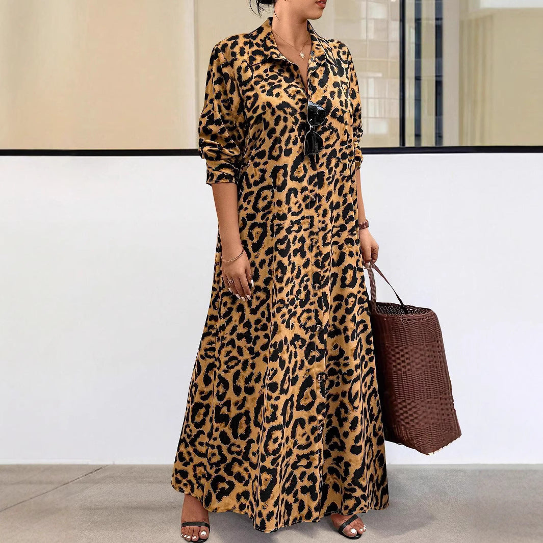 Women leopard print long sleeve dress 6